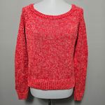 American Eagle  Red Marled Round Neck Cropped Cotton Sweater Size Large Photo 0