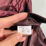 Vintage Dark Red Velvet Floral Mixed Media Button Up Tradition Chinese Jacket Size M Photo 6