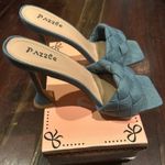 Razzle Woven Denim Mules Block Heel Slip On Sandals Blue Heels Size‎ 10 Photo 3