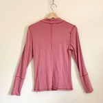Free People  Intimately Pink Mock Neck Long Sleeves Ribbed Blouse Top Large Photo 6