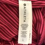 Athleta  long sleeves shirt rounded hem striped pink stretchy scooped neck Sz L Photo 7