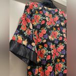 VTG 80s 90s L.A. Intimates Black & Multicolor Satin Floral Kimono Robe Photo 8