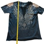 Affliction  S Rhinestone Wing Bleach Wash Graphic Tee‎ Bikercore Grunge Moto Punk Photo 6
