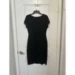 Connected Apparel  Black Sequin Lace Cocktail Dress 14 V Neck  Holiday NYE Party Photo 2