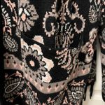 Isaac Mizrahi  Live Black & Pink Floral Open-Front Sweater w/Fringe Photo 3