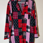 Victoria's Secret  Patchwork Plaid Sleep Shirt Button Front Size Medium Photo 0