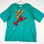 Vintage Mardi Gras Puff Paint Tee Shirt Size XL Single Stitch Crawfish USA Made Green Photo 0