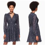 Kate Spade  Dress Night Sky Dot Mini Rich Navy Silver Star Sheer Layered Size 2 Photo 4