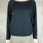 Bar III Women's Black Distressed Holes Sweatshirt NWOT SMALL Photo 4
