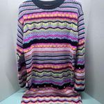 Colorful Striped Knit Sweater Pink Size L Photo 0