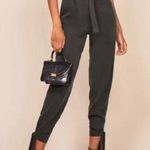 Reformation NWT  Black Avalon Paperbag Waist Tie Ankle Trouser Pant Photo 0