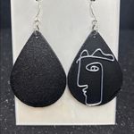 🎨✨ Abstract Picasso Teardrop Earrings | Silver Tone Accents 🩶 Black Photo 3