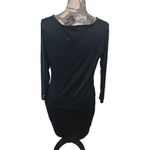 Boutique Black V neck Sheer Panel Bodycon Dress Mob Wife Club Large Photo 3
