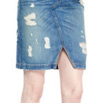 Rag and Bone Shredded Denim Jean Skirt Photo 0