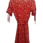 New Look Red Floral Faux Wrap Dress Belted Size 2 Spring Photo 1