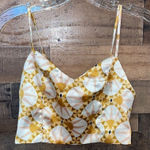 House of Harlow 1960 Satin Printed Bralette Crop Top Gold Size XS Photo 0