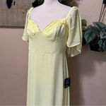 Valla Light Yellow Flutter Sleeve Midi Dress Size L Photo 2