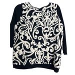 Catherine Malandrino Sz Medium Black and White Jacquard Swirl Sweater Photo 1