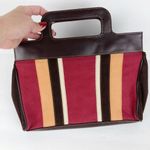 Victoria's Secret  suede striped mini Tote Purse Photo 4