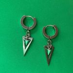 Titanium Steel Spike Dangle Drop Earrings for Men Women,Punk Hip Hop Earrings Silver Photo 0