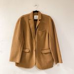 ANINE BING  Quinn Wool Cashmere Button Down Blazer Jacket in Camel Tan Large Photo 1
