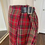 Kathy Ireland VTG Red Burgundy Gingham Plaid Scottish Kilt Wrap Midi Skirt 8 / M Photo 3