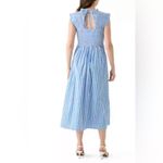 Crown & Ivy  Blue White Gingham Sleeveless Smocked Dress 8 NWT Midi Photo 2