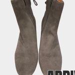 Corso Como  Charcoal Suede NWOB Pull On Ankle Booties w/ Tie Detail Block Heel Photo 0