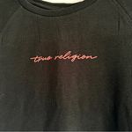 True Religion Cropped Corset Tee L Jet Black Ribbed T Shirt Front Logo New Photo 1