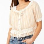 Free People  Perfect Day Gathered Crop Ruffle Top Neutral Combo Size XS Photo 0