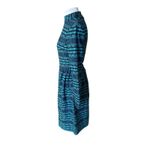 Handmade Vintage 70s Dress Blue Patterned Knit Midi Fit & Flare Long Sleeves Small S Bold Photo 3