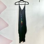 Black Celestial Maxi Dress Lagenlook Stars Moon Boho Flowy Artistic Small Photo 2