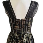 2 B. Rych Dress Black Metallic Gold Silk Chiffon Sleeveless Party Dress Size 6 Photo 4