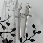 Silver Tone Sword Earrings Photo 2