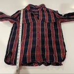 ZARA Navy Blue & Red Plaid Long Sleeve Button Down Shirt Size M Photo 6