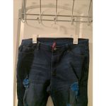 Be Girl Women's Plus Size 16 Blue Capri Jean Shorts Pockets Destroyed Distressed Photo 2