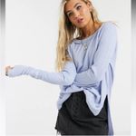 Free People  Snowy Bohemian Thermal Oversized Shirt Baby Blue Rain medium Photo 1