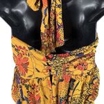 Free People  Floral Under Wraps Gold Tropical Bodysuit Sleeveless Mesh Women’s S Photo 7