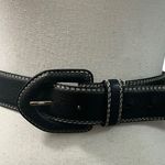 Liz Claiborne Vintage Black Genuine Pebbled Leather Belt & Buckle #2805 M 1.5”W Photo 0