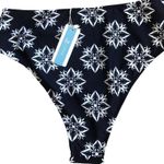 Cupshe  Navy White Floral High Waisted Swim Bottom Sz. XL Life Live On The Edge Photo 1