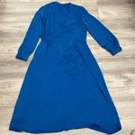 ENVI Blue Silky Elastic Drawstring Waist Long Sleeve Midi Dress Size Small Photo 7