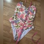 Cupshe Floral Ruched V Neck Criss Cross One Piece Swimsuit Size Medium Photo 5