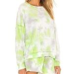 Free People Kelly Washed Tie Dyed Sweatshirt & Shorts Set In Citron Gray & Cream Photo 1