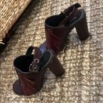 Proenza Schouler  Burgundy Fringe Open-Toe Heeled Sandals Photo 7