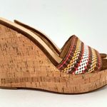 Veronica Beard  Dali Brown Woven Cork Wedge Sandals Women's 8.5 Photo 2