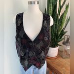 Vintage Floral Corduroy Vest L/XL Velvet Look‎ 90s Black Photo 8