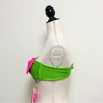 Luli Fama Pink Green Rhinestones Bandeau Bow Tassels Halter Bikini Top NWT Small Photo 3
