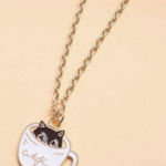 Coffee Cat Charm Necklace Gold Photo 0
