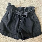 Forever 21  Denim Shorts High Rise Paper Bag Waist Mom 90s Y2K Black Cuffed Sz 29 Photo 0