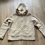 J.Crew Vintage Jacket Women's XL Beige Sweater Lambswool Hoodie Full Zip Photo 0